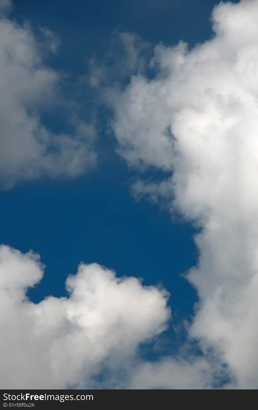 White clouds on blue sky