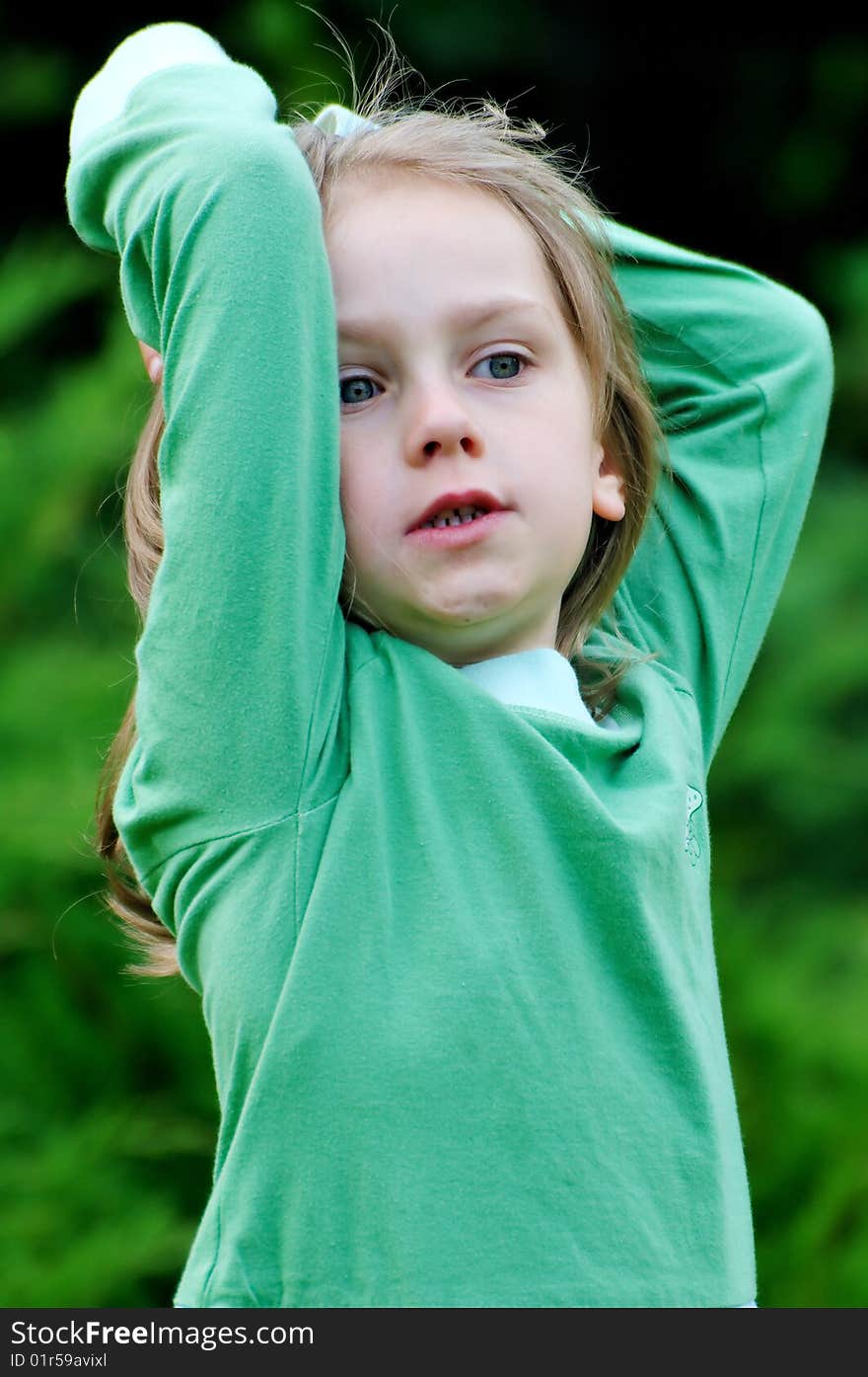 Young girl in green blouse