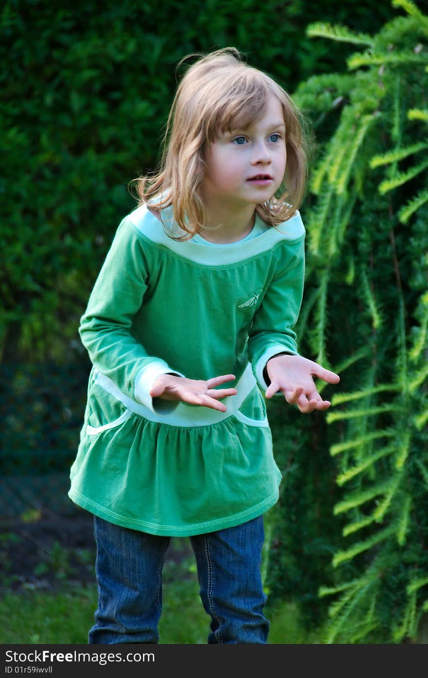 Young girl in green blouse