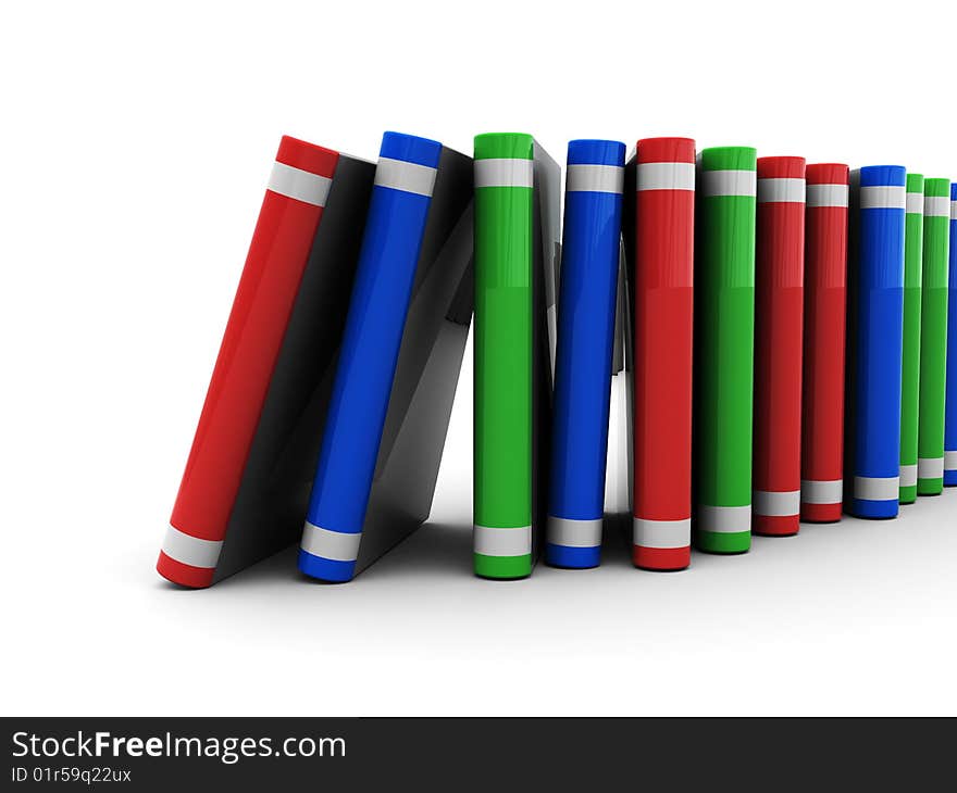 3d illustration of books stack over white background