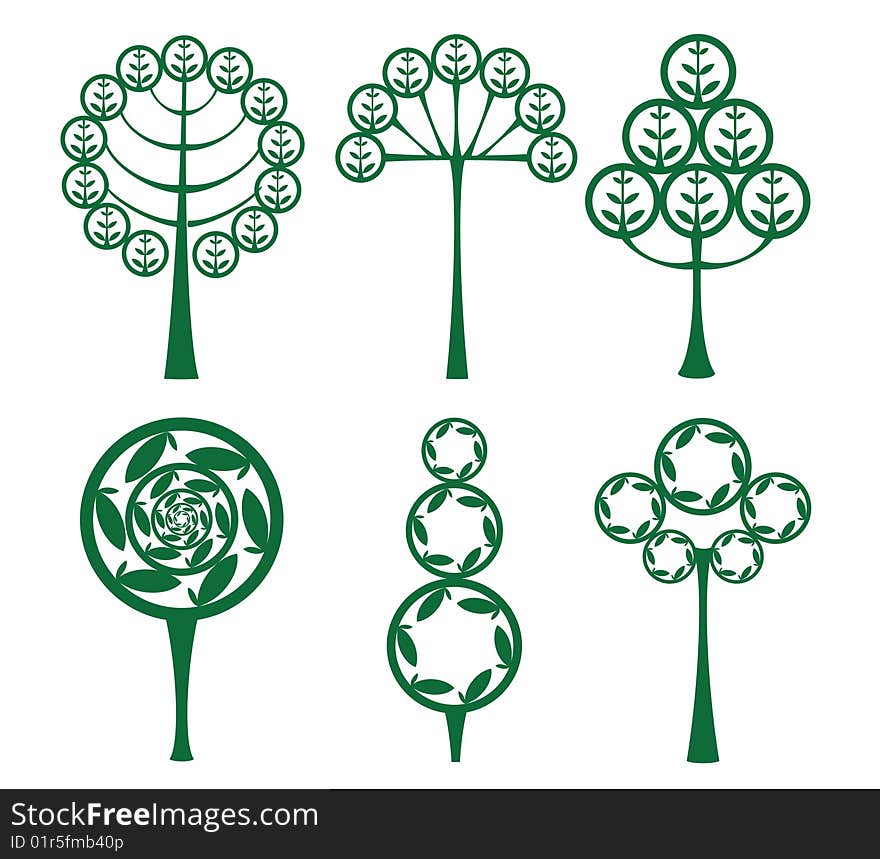 Vector abstract trees. Design elements.