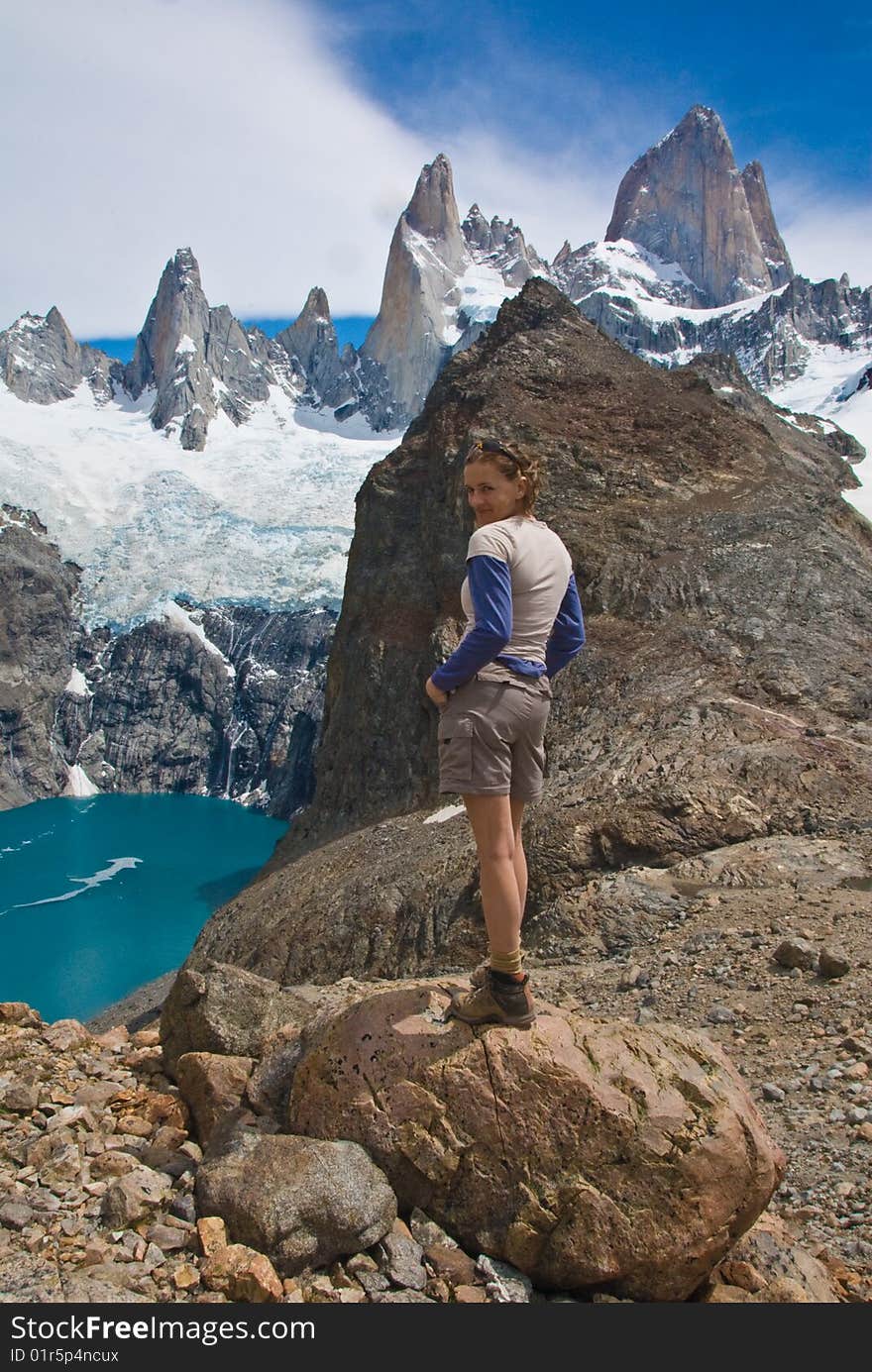 Hiker Mount Fitz Roy, Los Glaciares NP