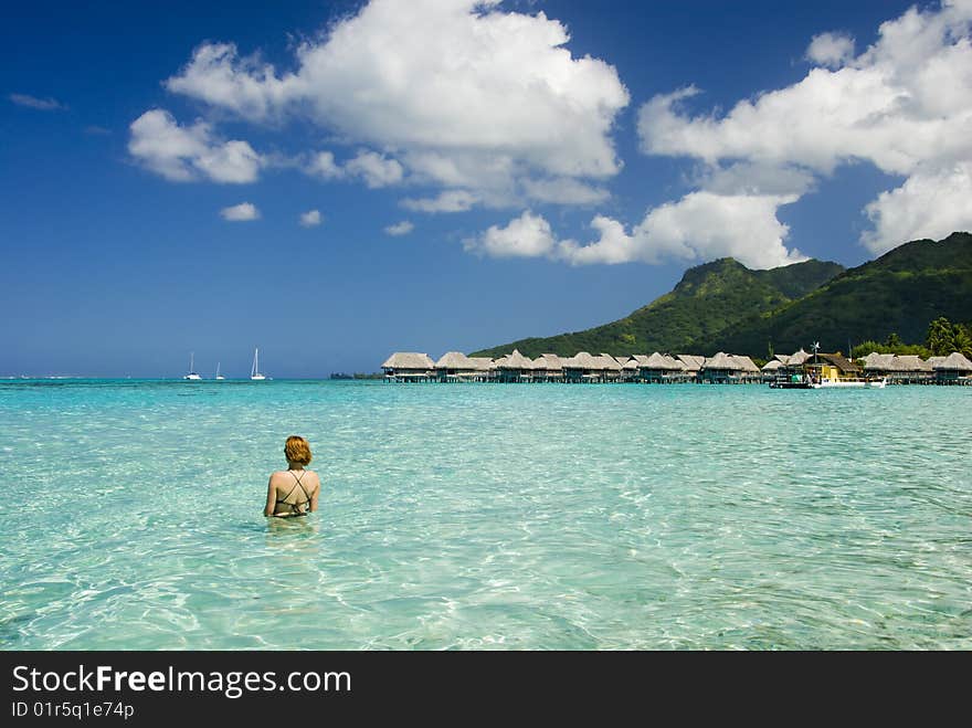 Woman Bathing In Blue Lagoon