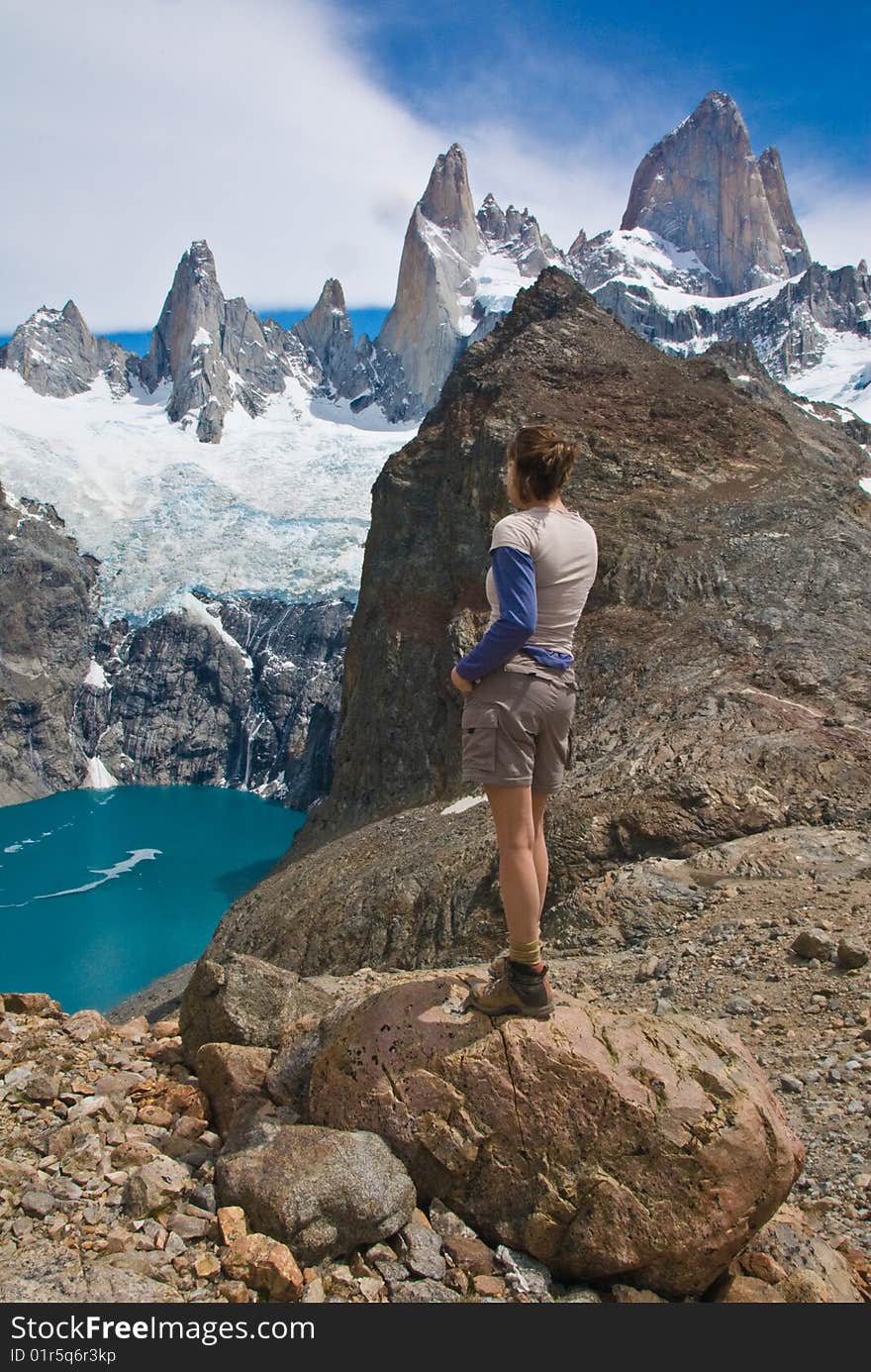 Hiker Mount Fitz Roy, Los Glaciares NP