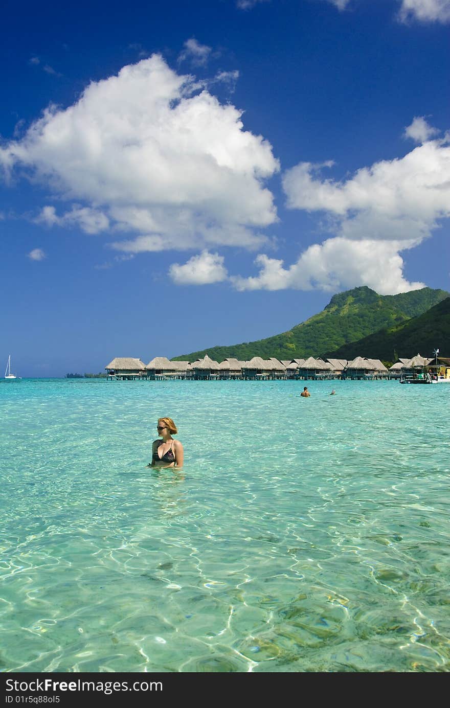 Woman Bathing In Blue Lagoon