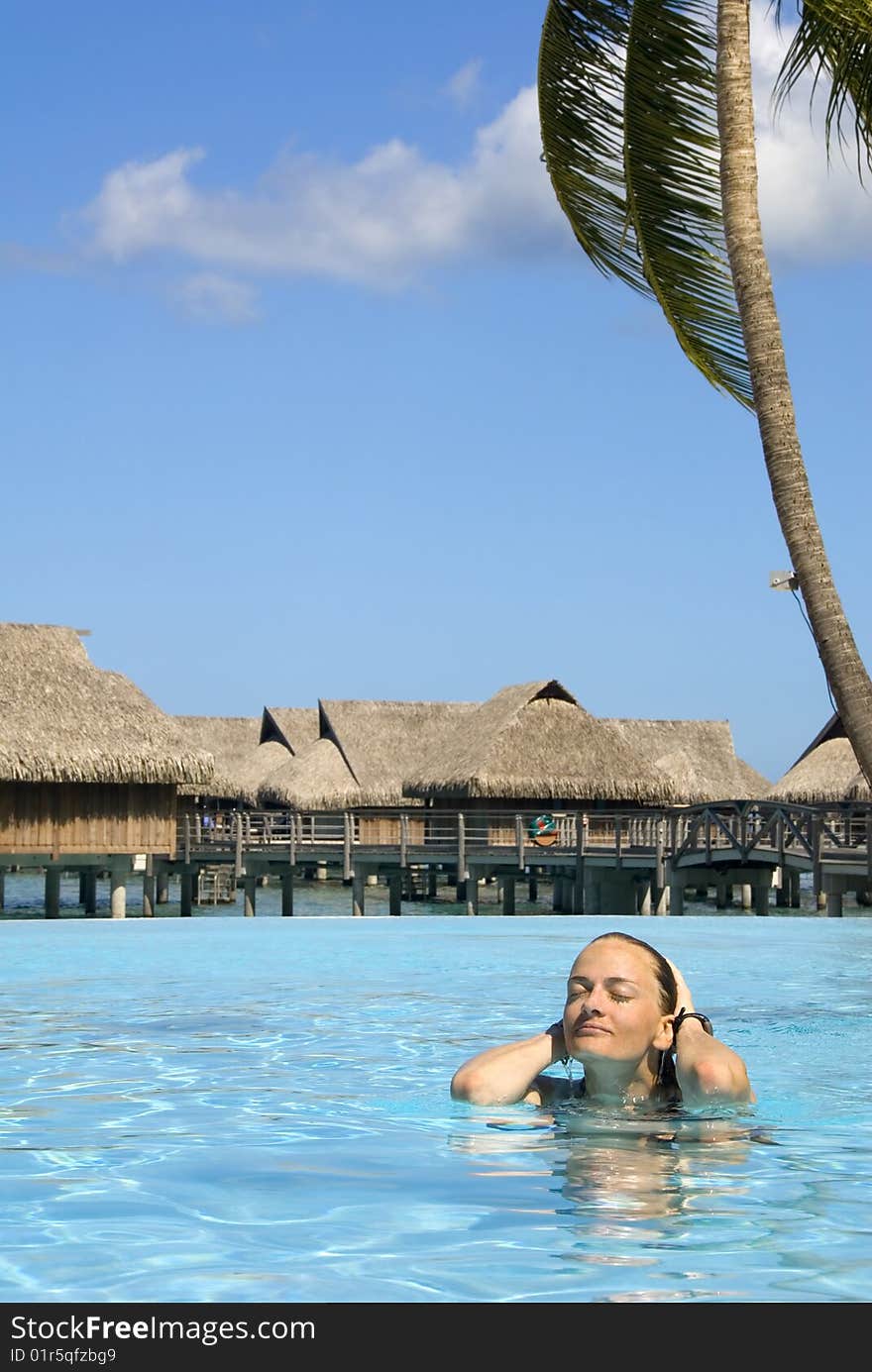 Hotel pool, Moorea , French Polynesia. Hotel pool, Moorea , French Polynesia