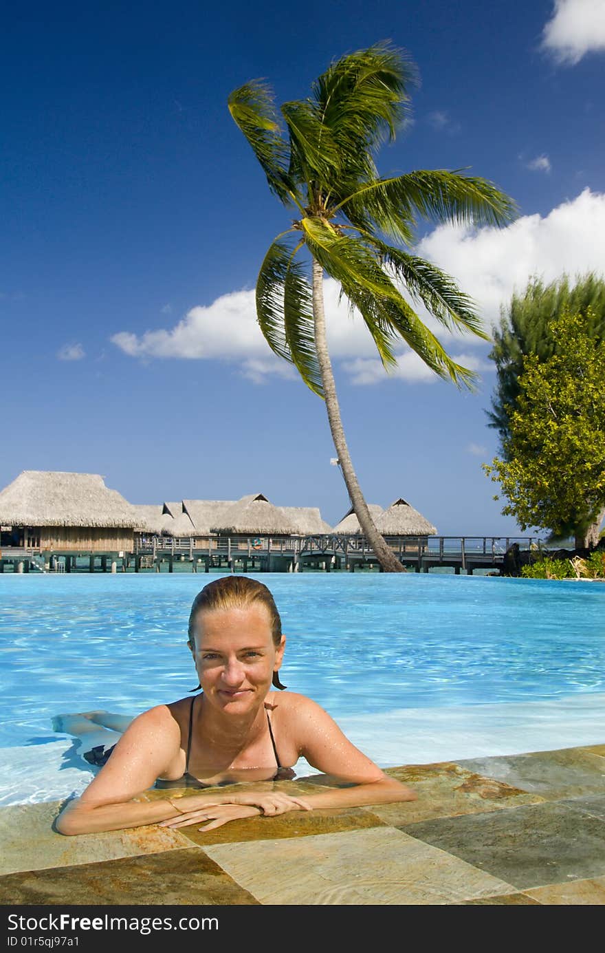 Hotel pool, Moorea , French Polynesia. Hotel pool, Moorea , French Polynesia