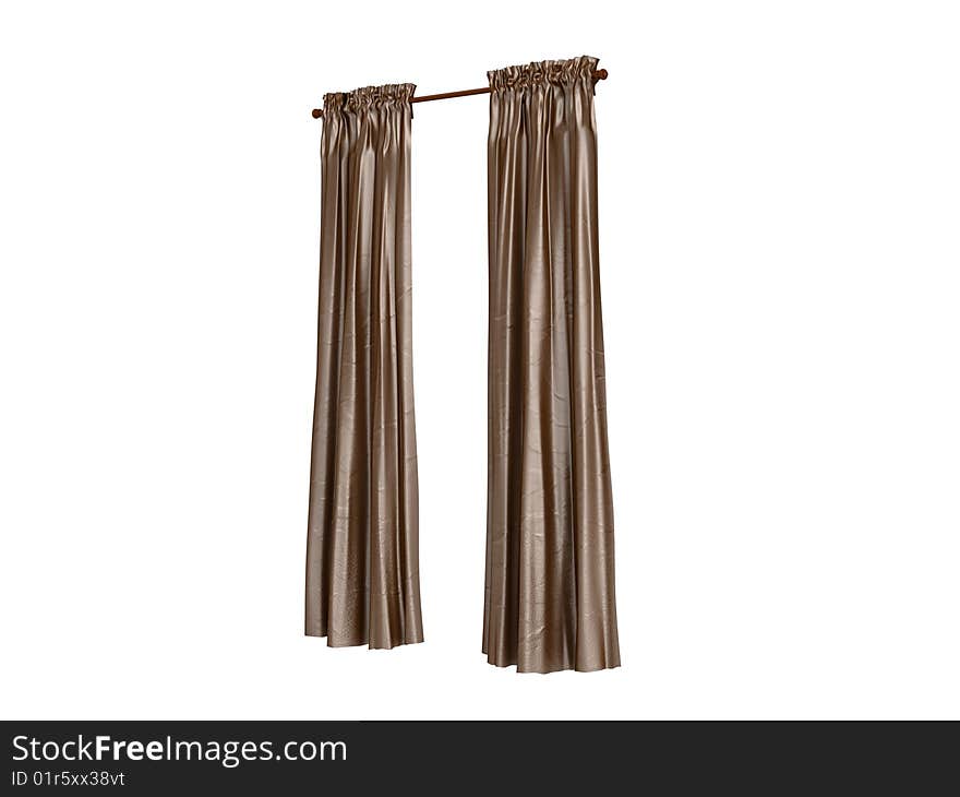 Rendered 3d isolated curtains on white background