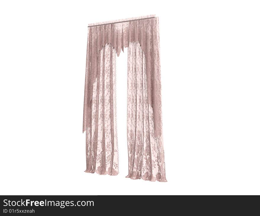 Rendered 3d isolated curtains on white background