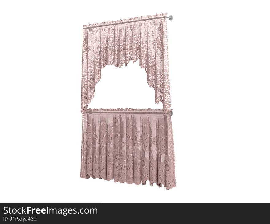 Rendered 3d isolated curtains on white background