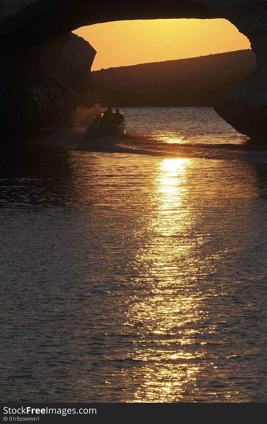 Sunset over the sea on mediterranean island. Sunset over the sea on mediterranean island