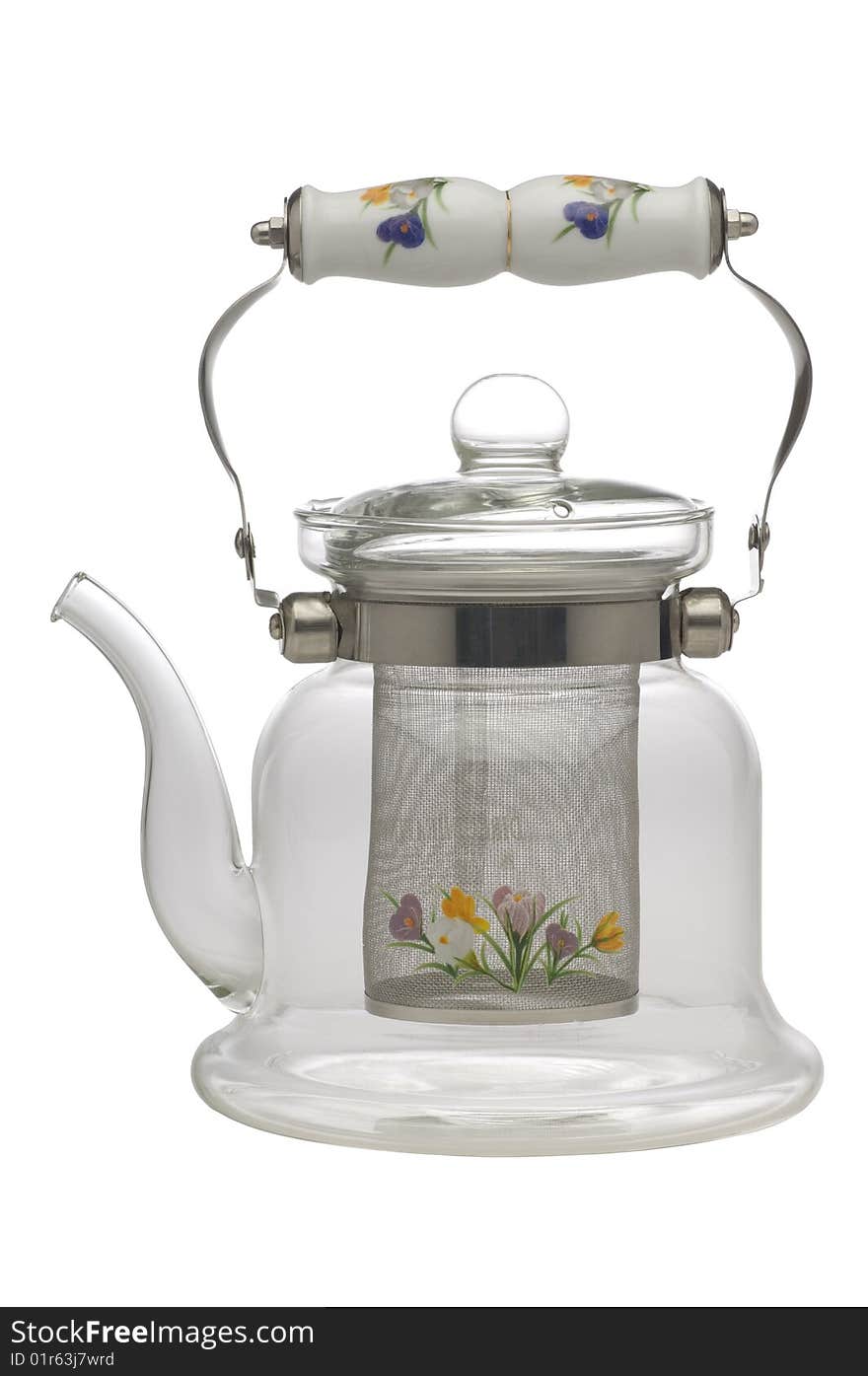 Empty glass teapot on white background. Empty glass teapot on white background