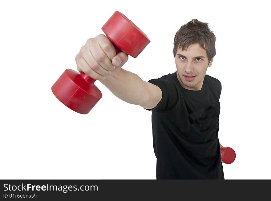 Young man working out in gym. Young man working out in gym