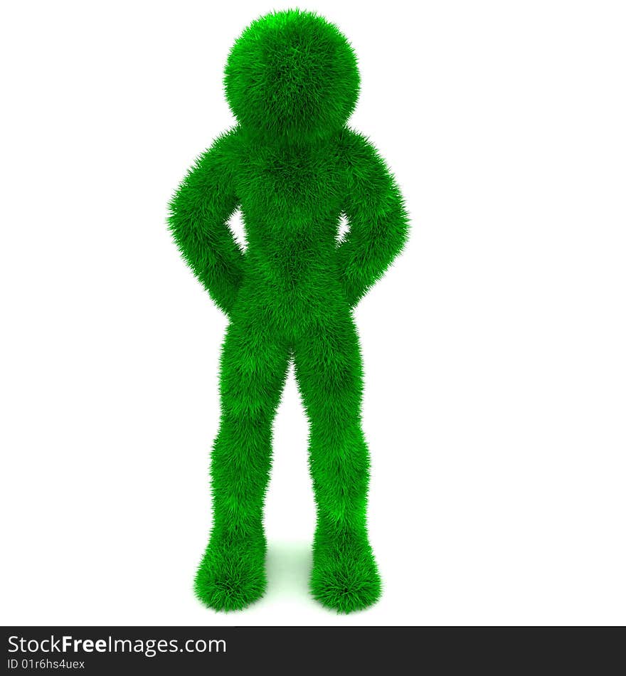 3D man isolated on white.