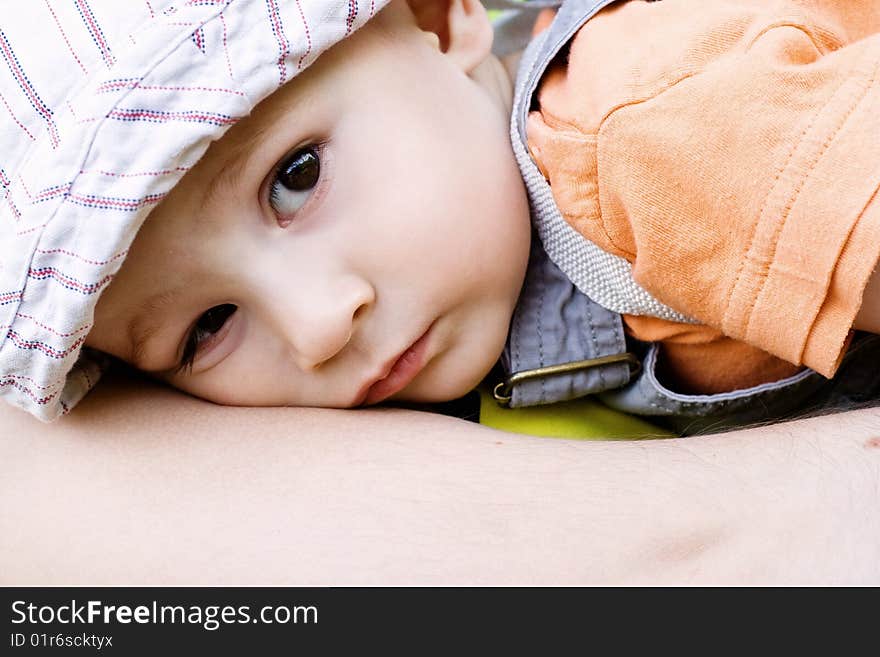 Portrait of the little boy looking