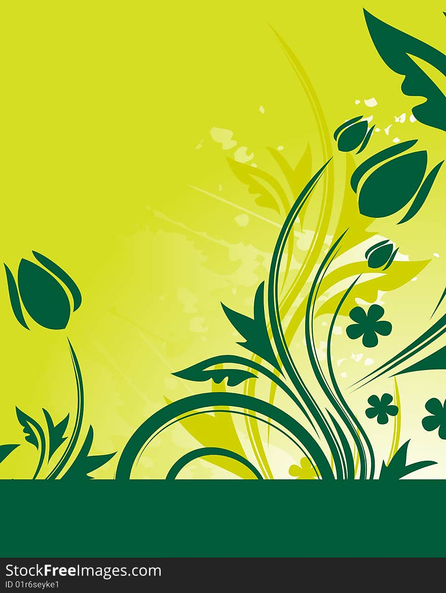 Green floral background with place for your text