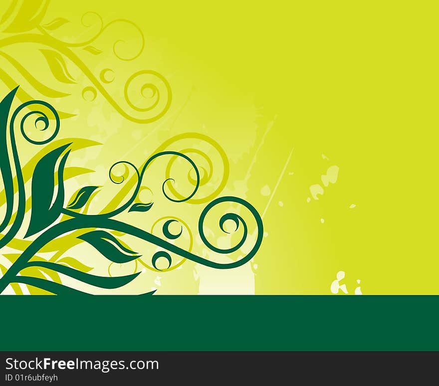 Green floral background with place for your text