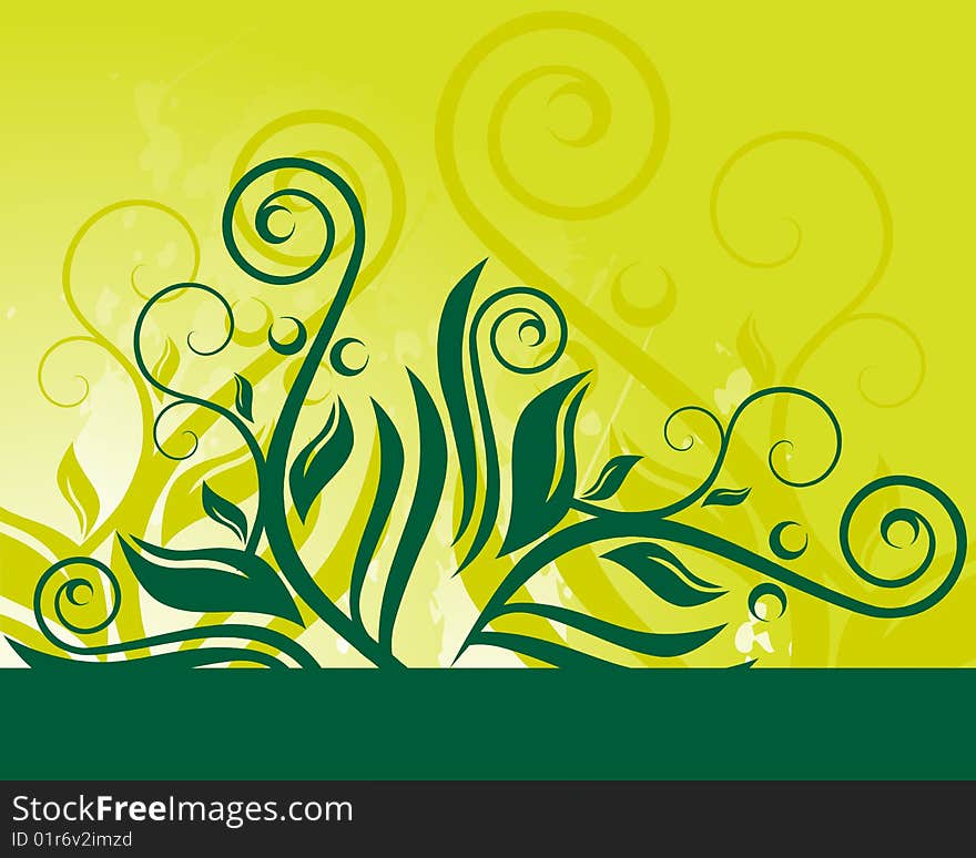 Green floral background with place for your text