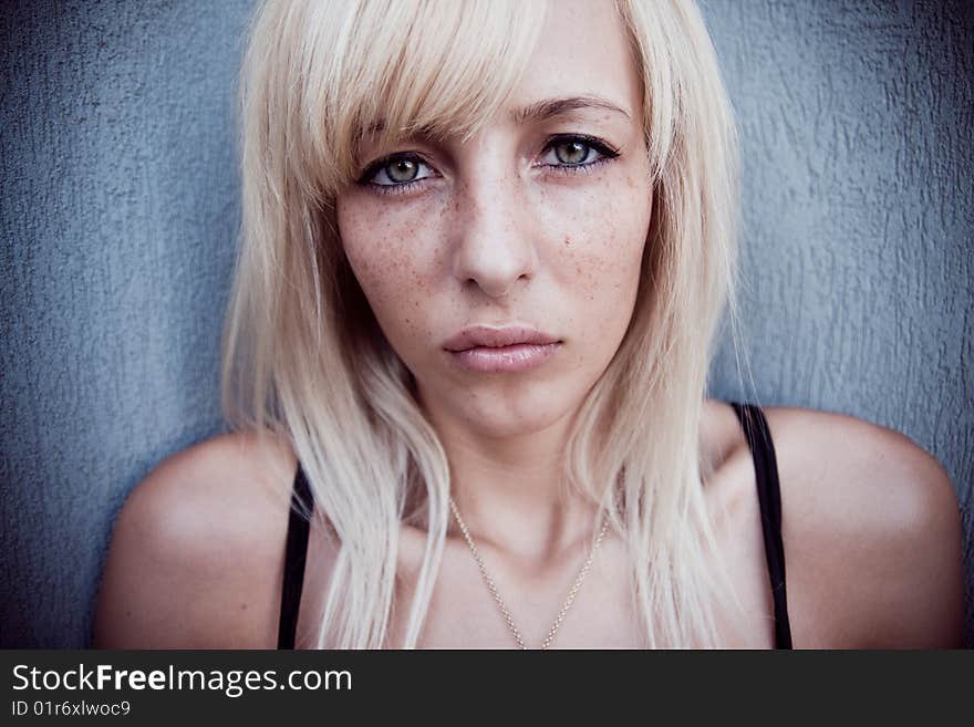 Face of young woman close up. Face of young woman close up