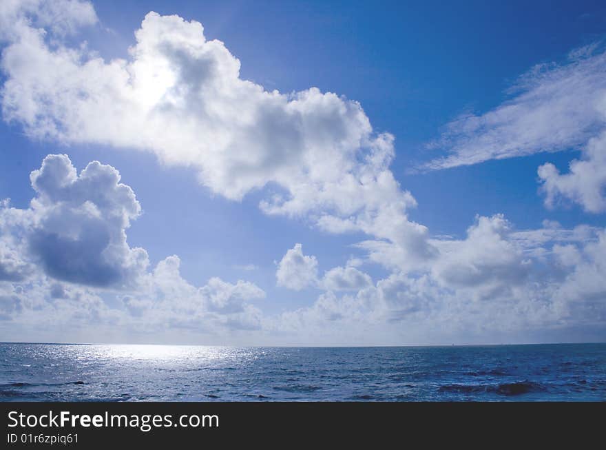 Blue sky and blue ocean