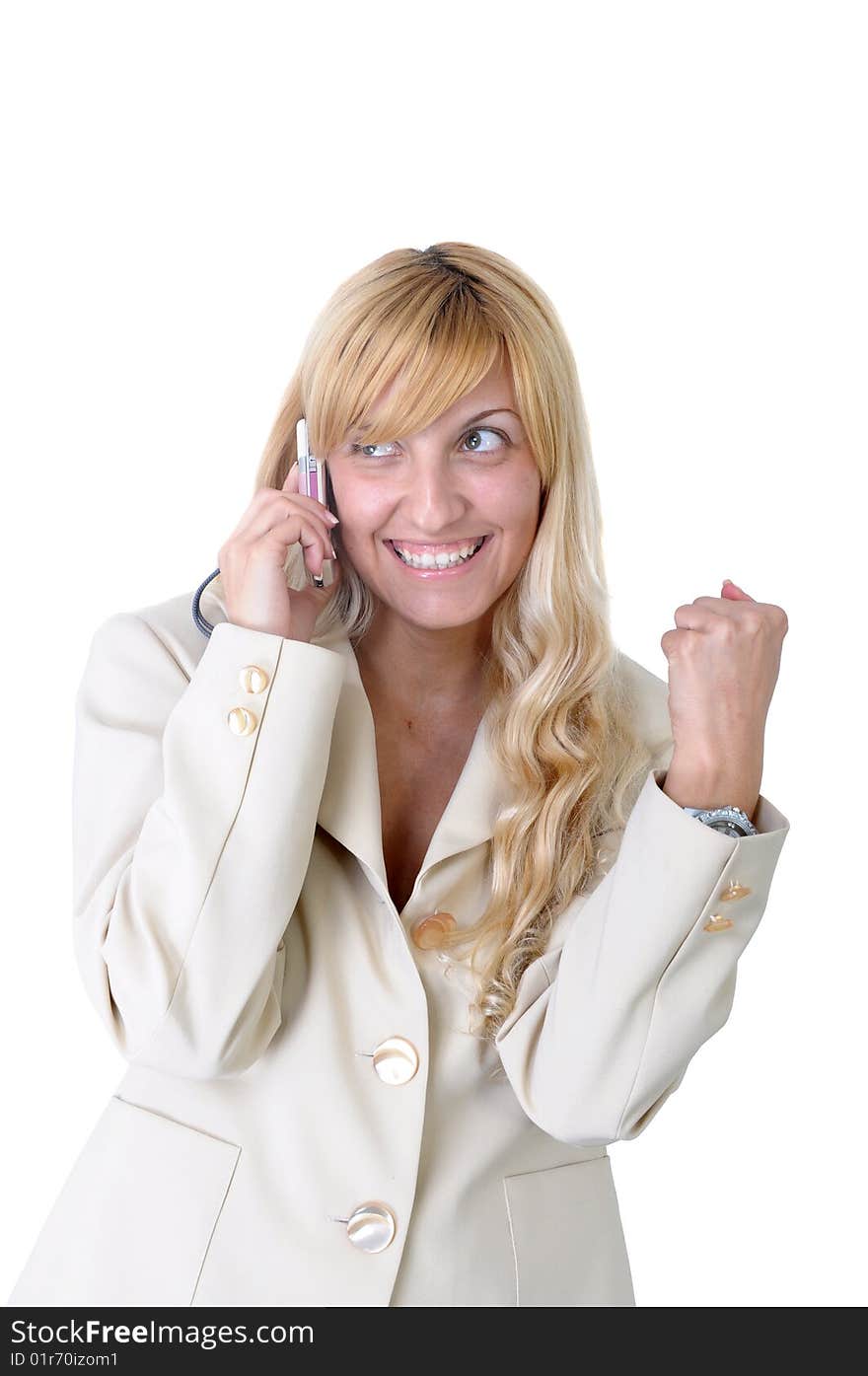 Young woman smiling while talking. Young woman smiling while talking