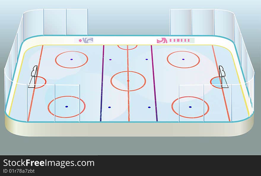 Vector ice hockey field view.