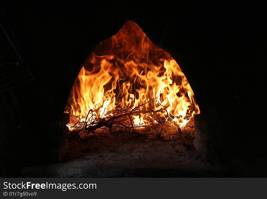 Traditional oven to make bread isolated on black