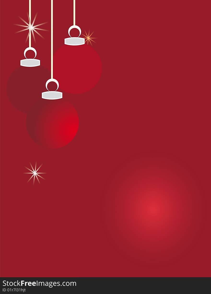 Three chrismas balls in red background. Three chrismas balls in red background