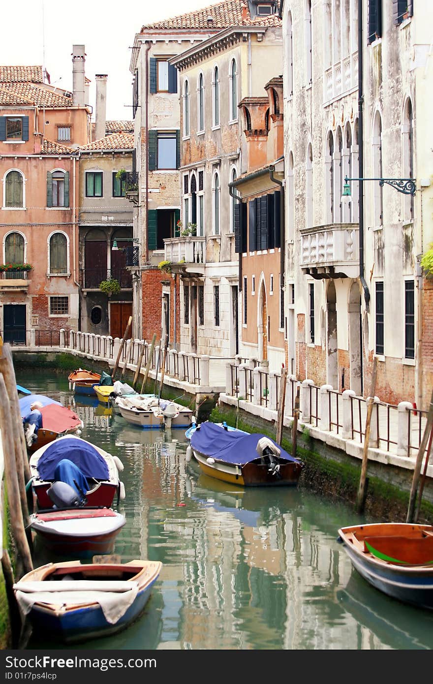 Details shot old houses and street in Venice, Italy