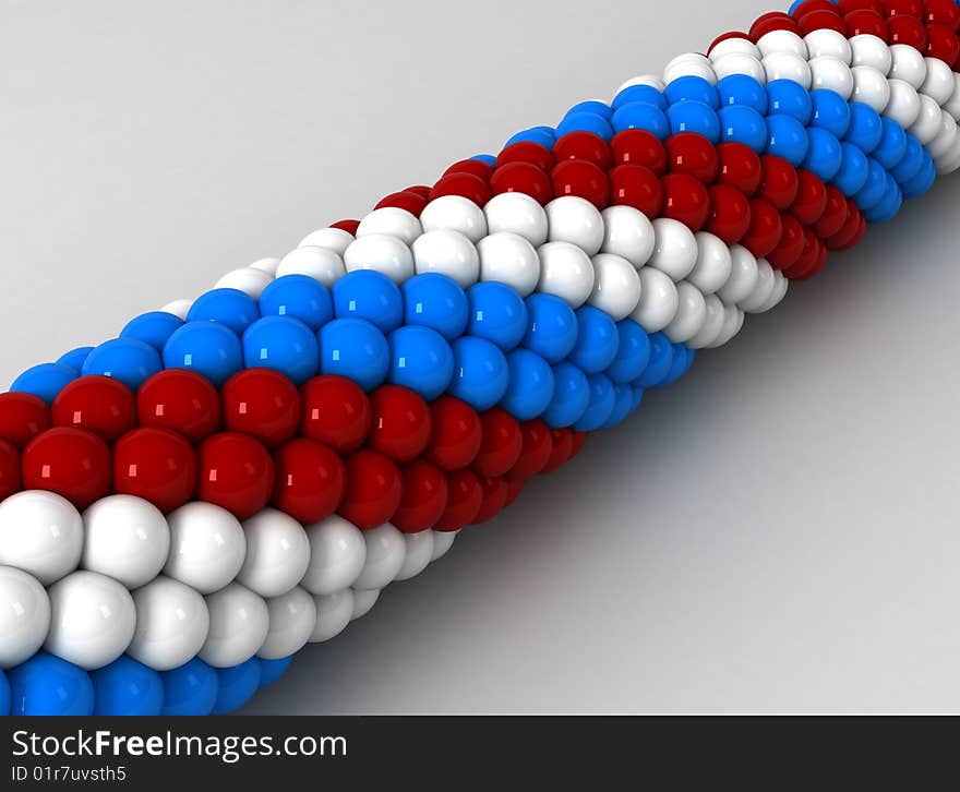 3d model air balls colour of the flag to Russia. 3d model air balls colour of the flag to Russia