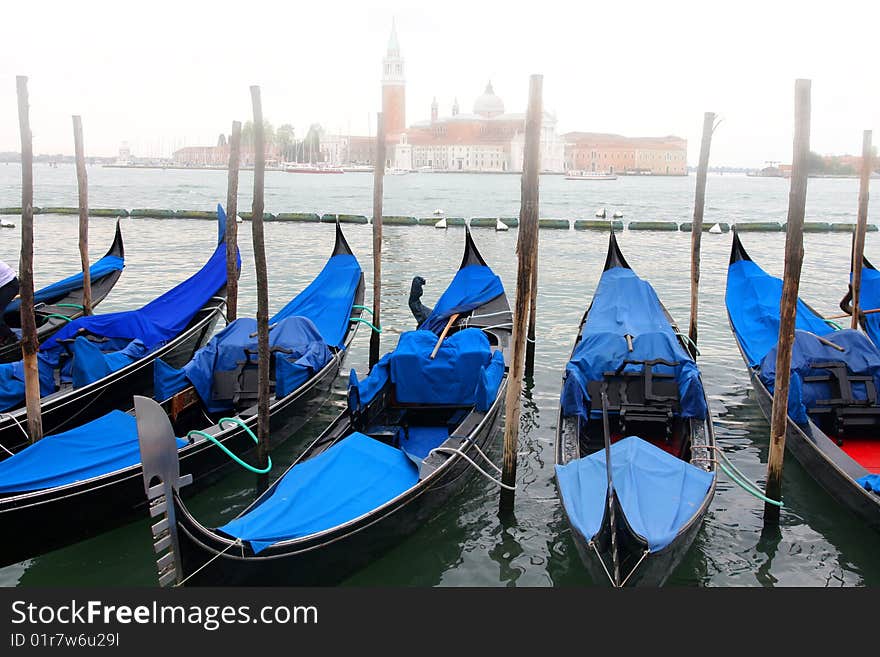 Saint Georgio Island And Gondola In Venice