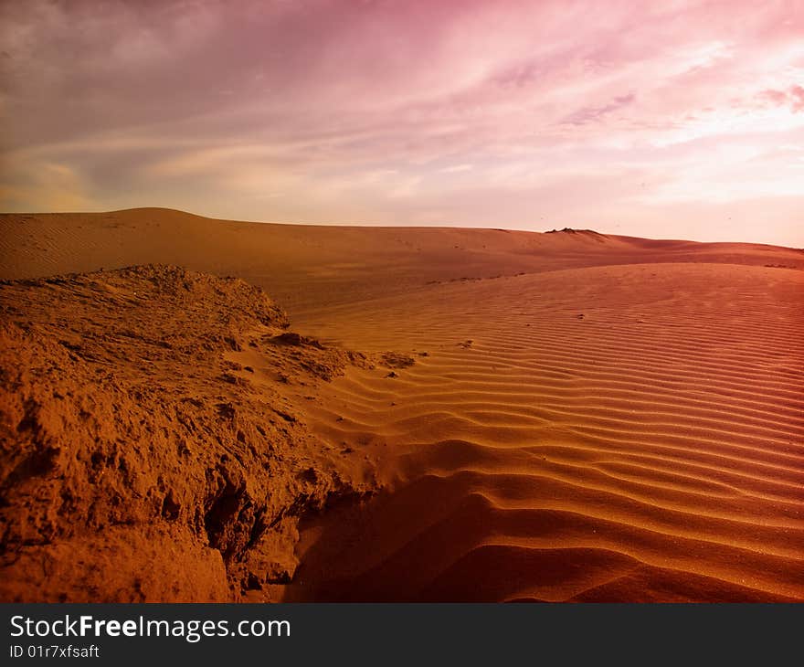 Sand dunes in the desert