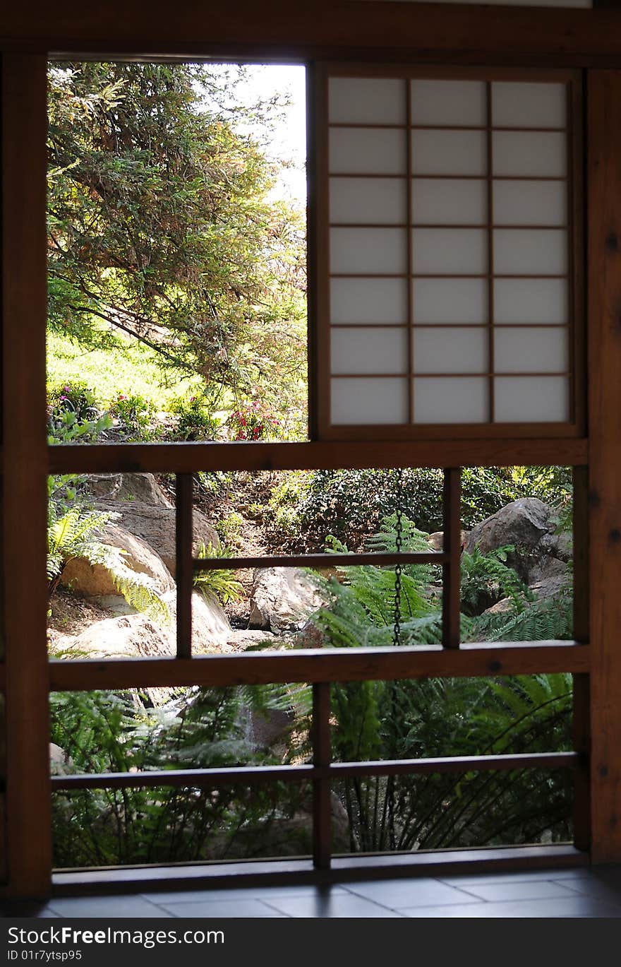 Tea House window at Van Nuys Japanese Gardens