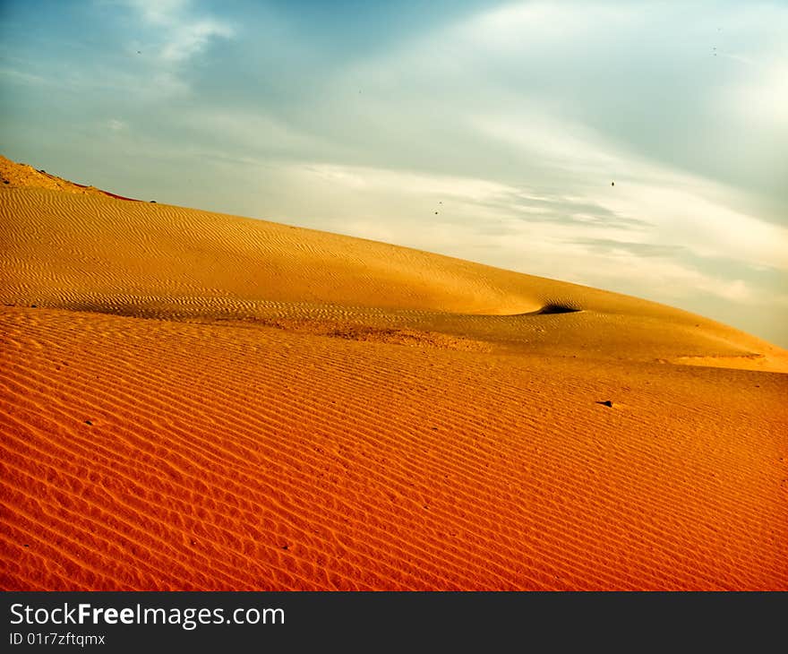 Beautiful sand dunes in the desert