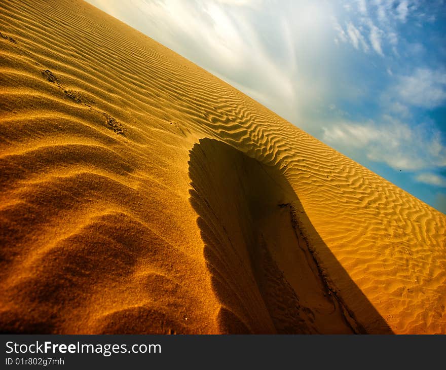 Beautiful sand dunes in the desert