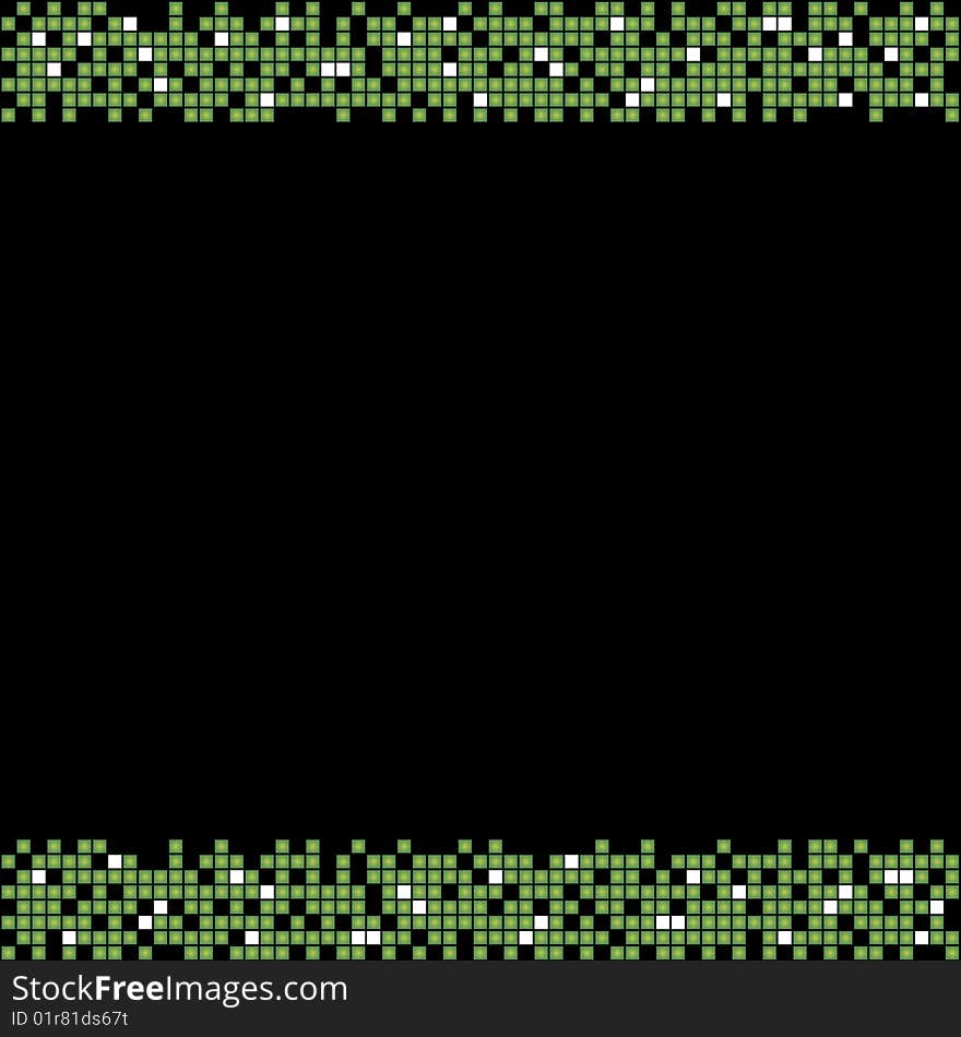 Abstract black background with green squares and copy space. Abstract black background with green squares and copy space