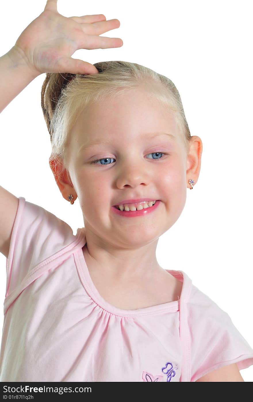 Portrait of the smiling girl isolated over white background. Portrait of the smiling girl isolated over white background