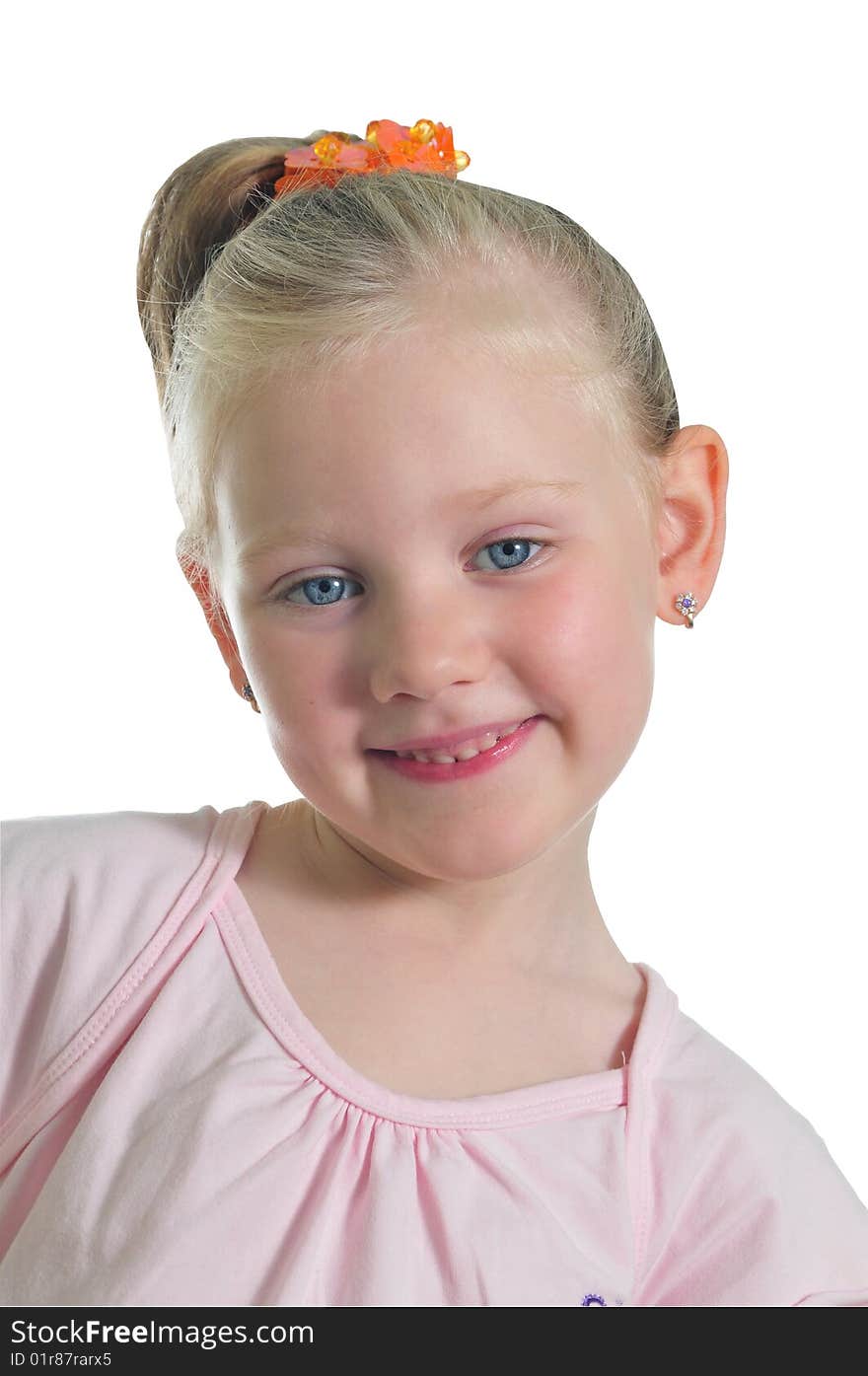 Portrait of the smiling girl isolated over white background. Portrait of the smiling girl isolated over white background