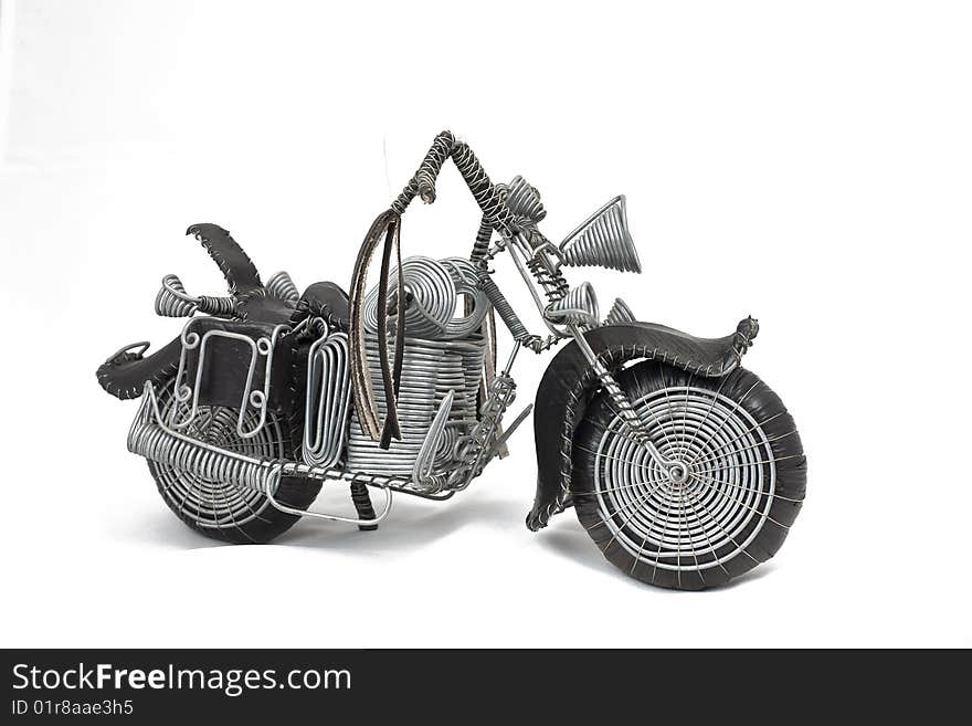 Wire frame easy rider chopper hand crafted on white background. Wire frame easy rider chopper hand crafted on white background