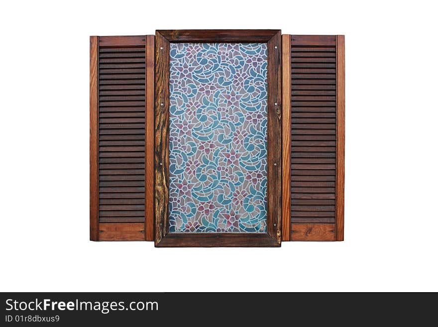 Window with wooden shutters isolation