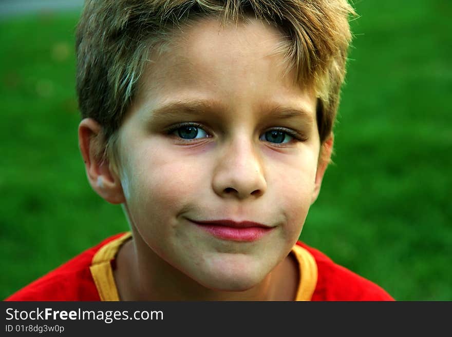 Cute boy in the field