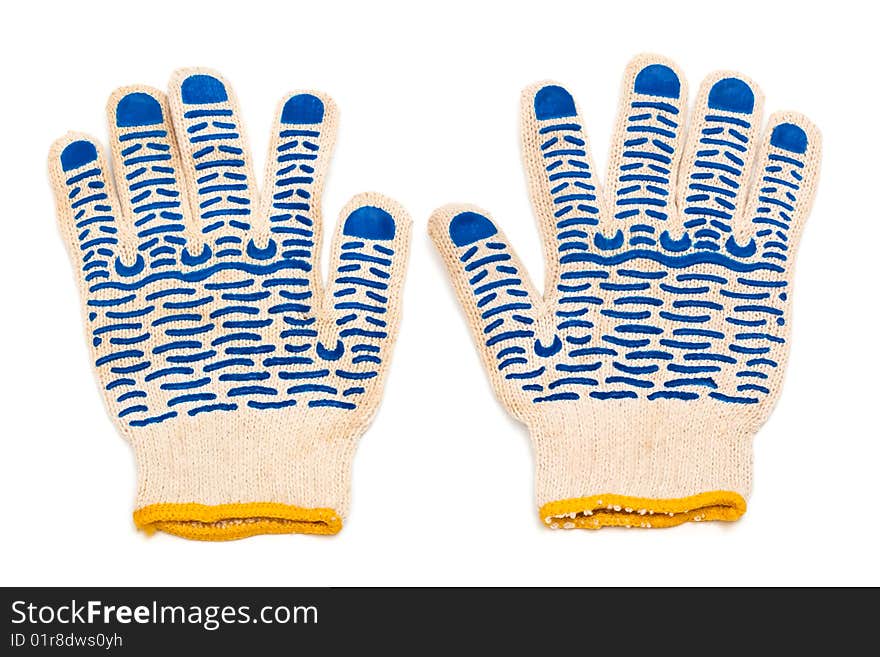 Fabric protective gloves on a white background