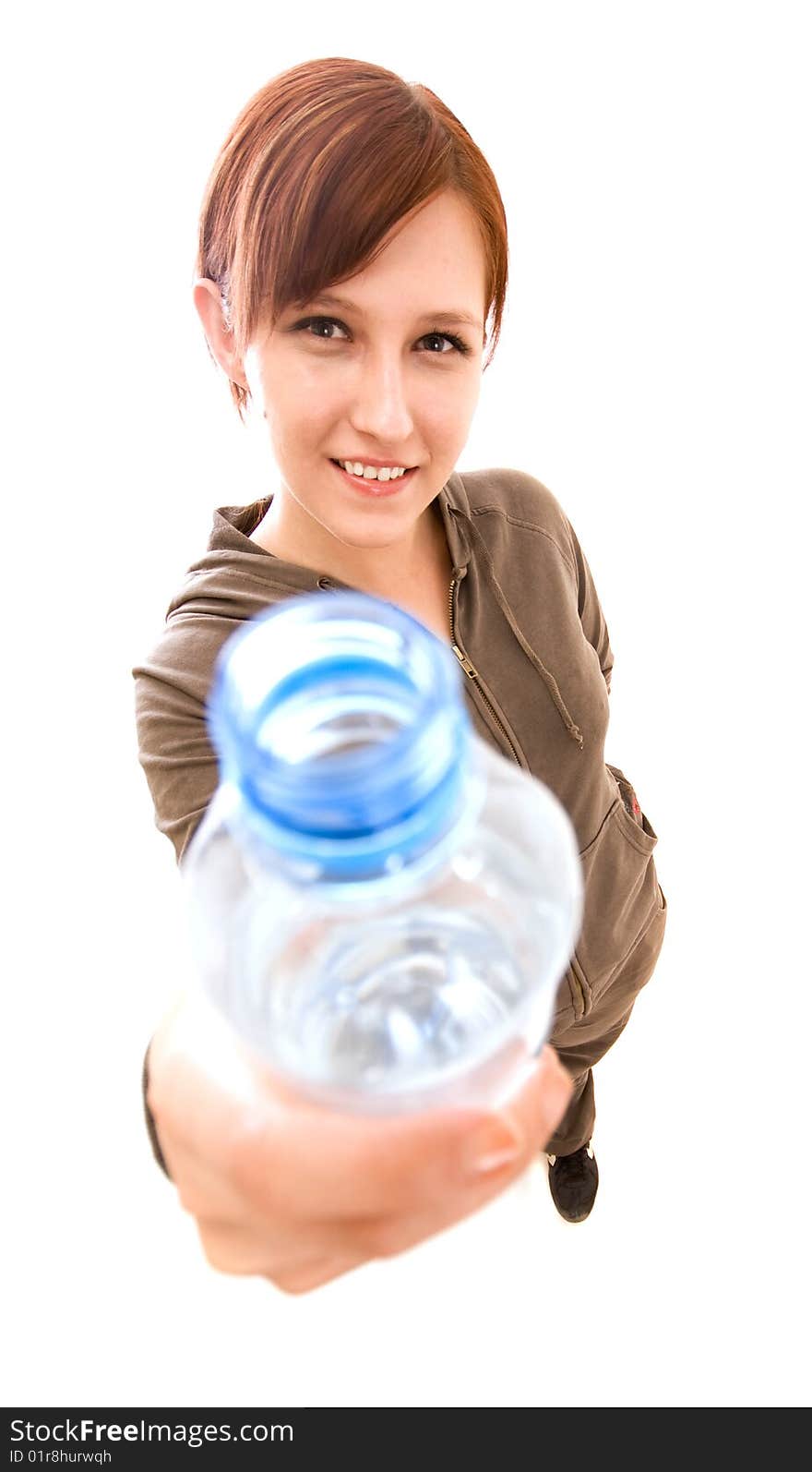 Active woman on white background