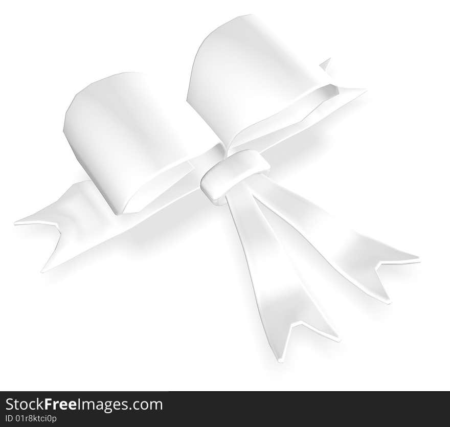 3d model of a white bow knot on a white background.