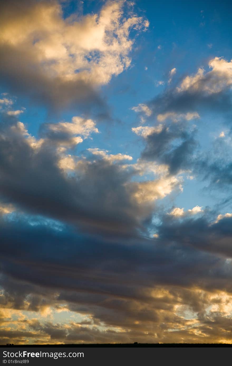 Colorful cloudy sky at sunset