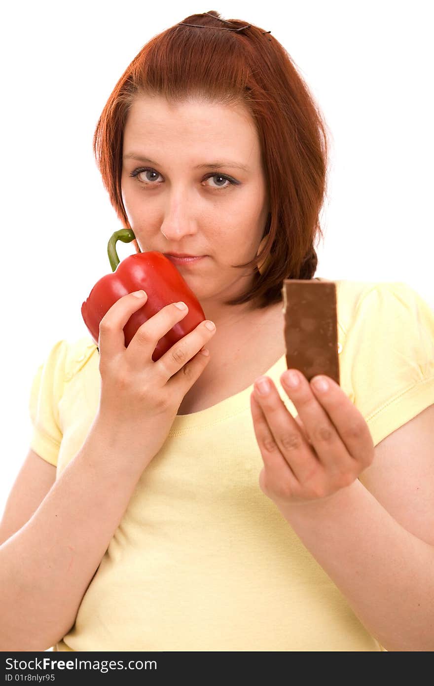 Woman Eating Vegetables