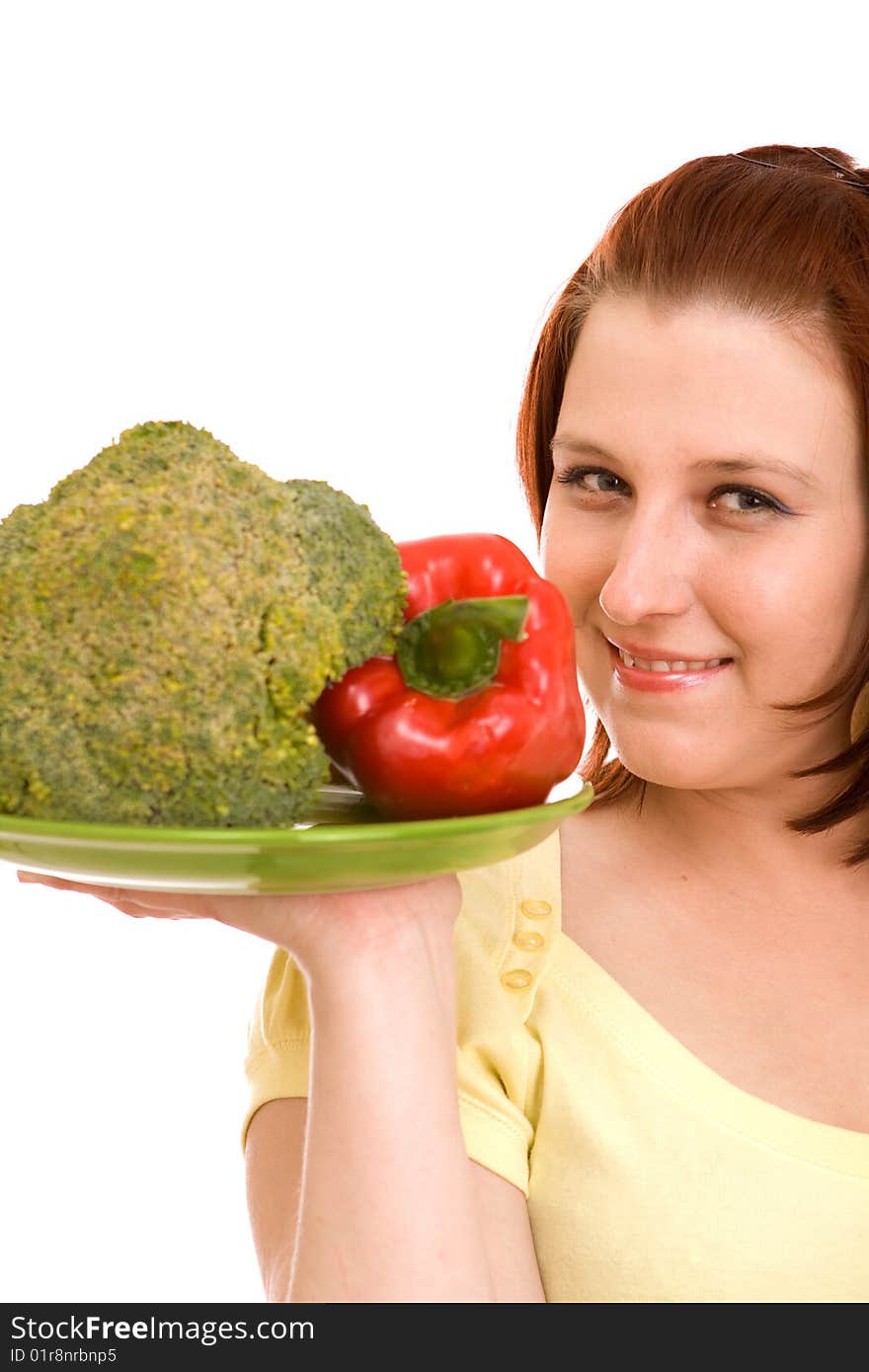 Woman Eating Vegetables