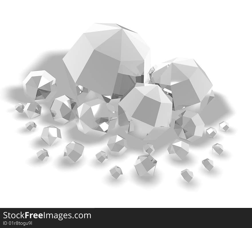 Gems isolation on a white background. 3d model. Gems isolation on a white background. 3d model.