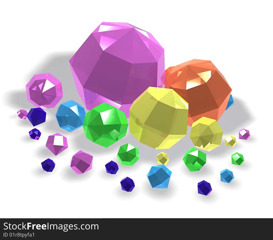 Gems isolation on a white background. 3d model. Gems isolation on a white background. 3d model.