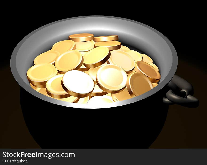 Pot of gold coins isolate on a white background. Pot of gold coins isolate on a white background.